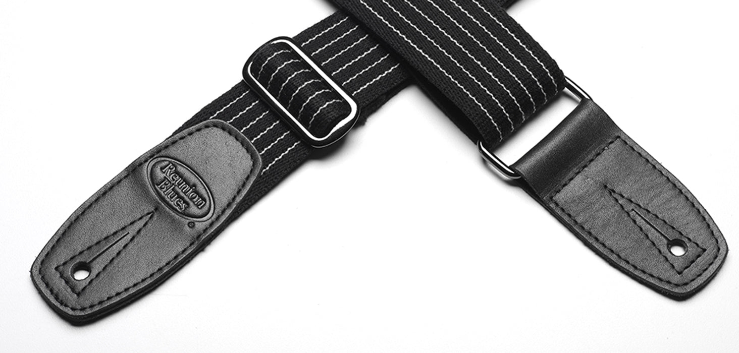 Merino Wool Guitar Strap, Black Pinstripe
