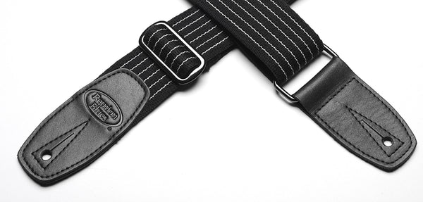 Merino Wool Guitar Strap, Black Pinstripe