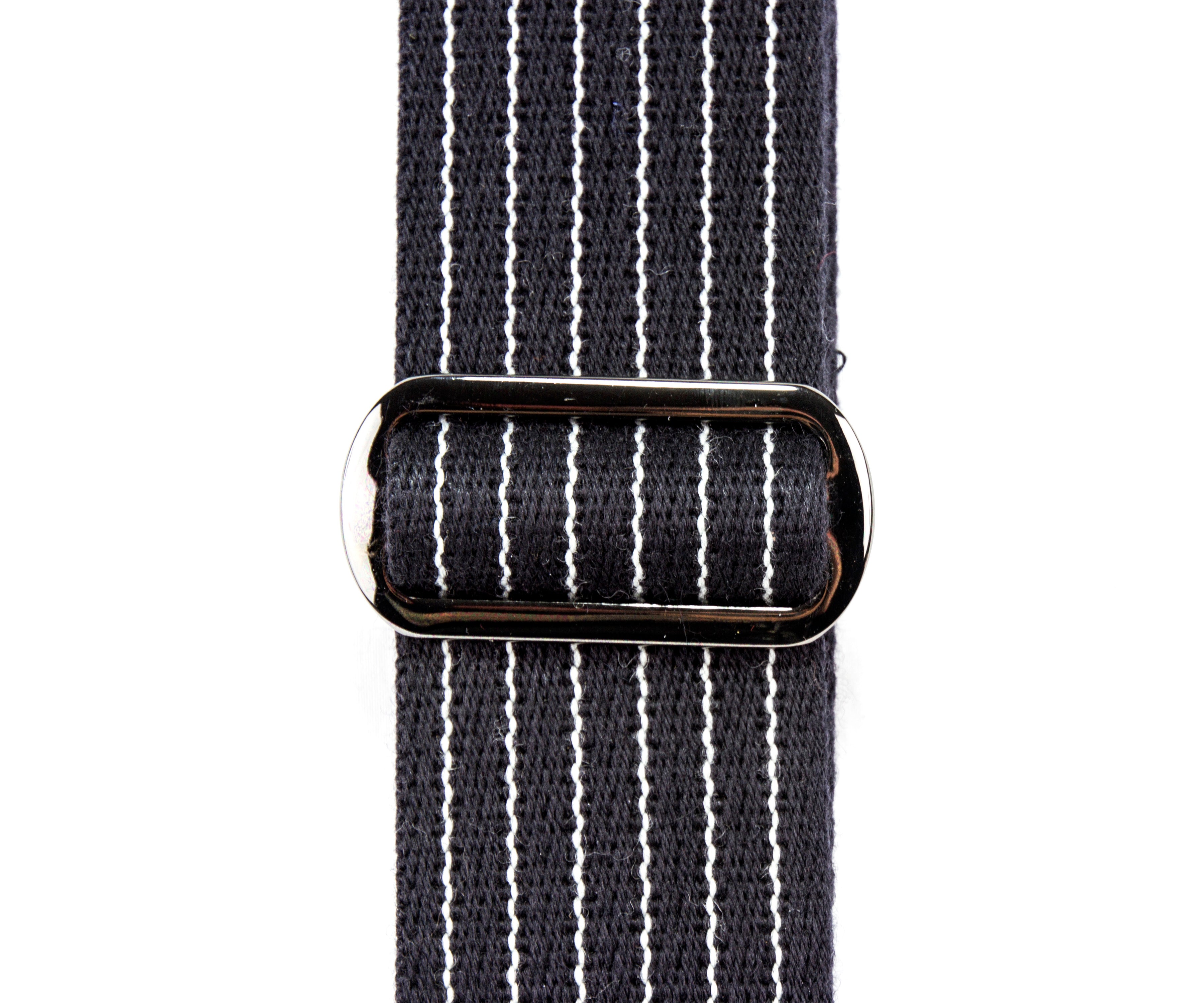 Merino Wool Guitar Strap, Black Pinstripe - Adjustment