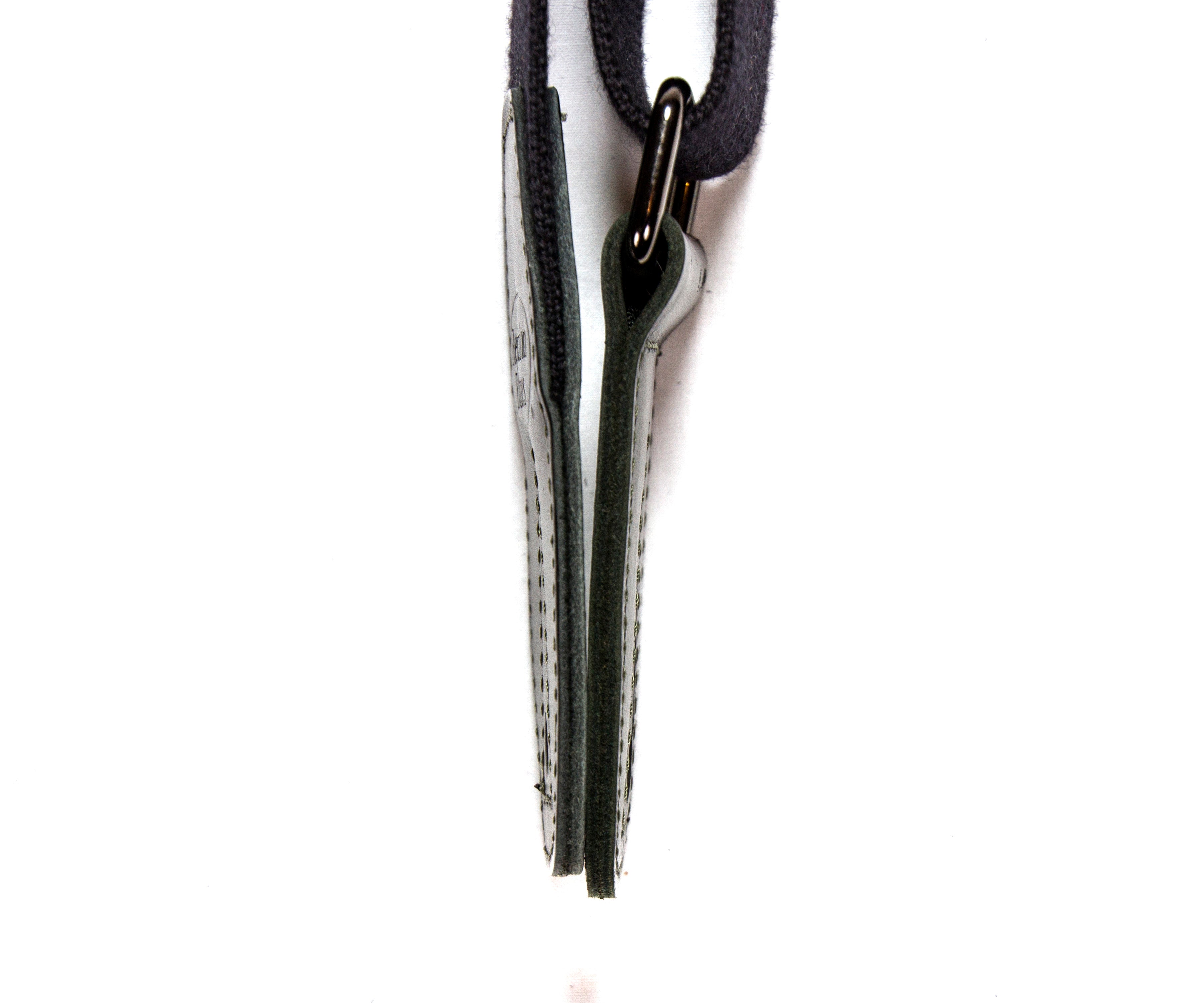 Merino Wool Guitar Strap, Black Pinstripe - Leather