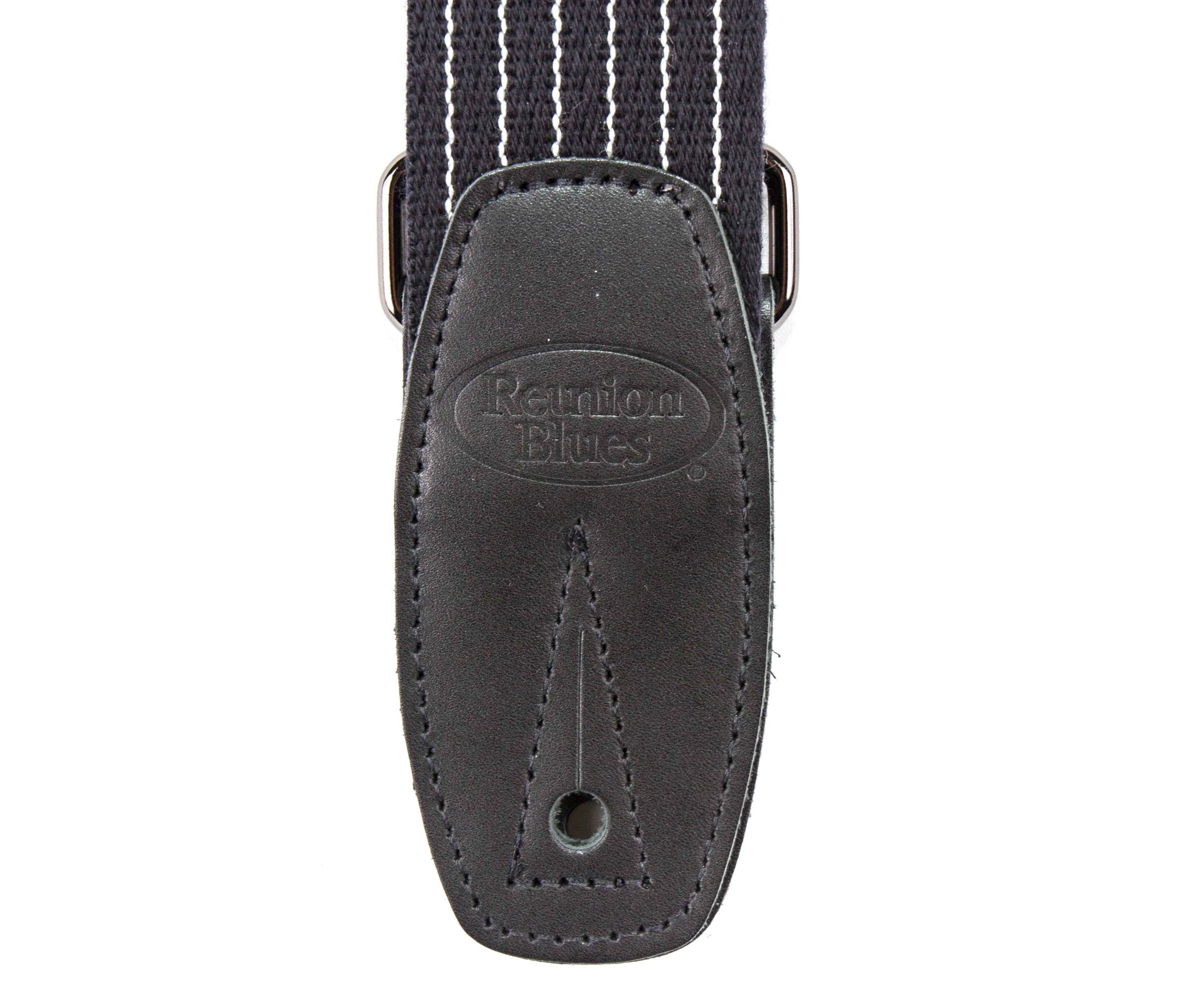 Merino Wool Guitar Strap, Black Pinstripe - Tab