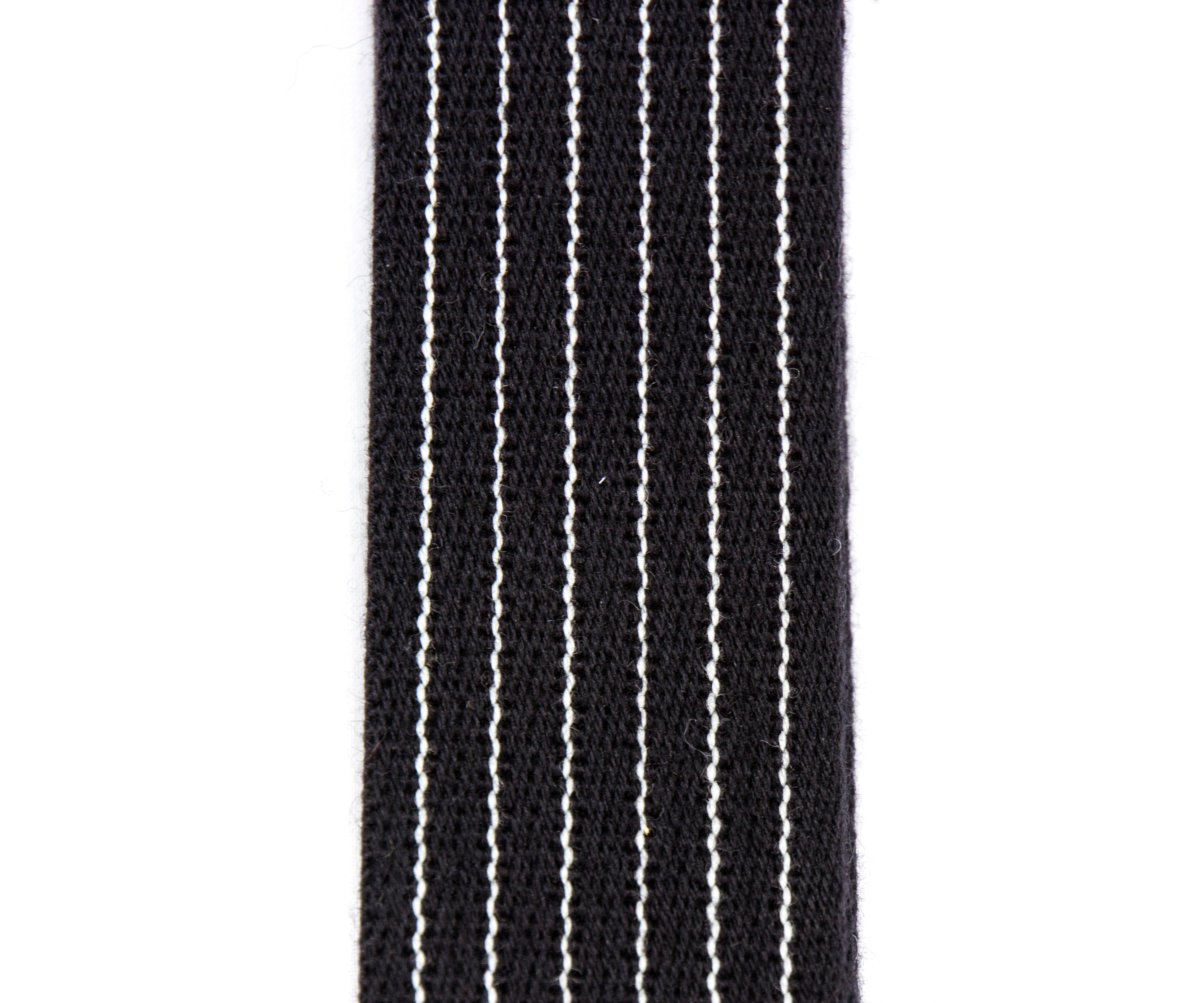 Merino Wool Guitar Strap, Black Pinstripe
